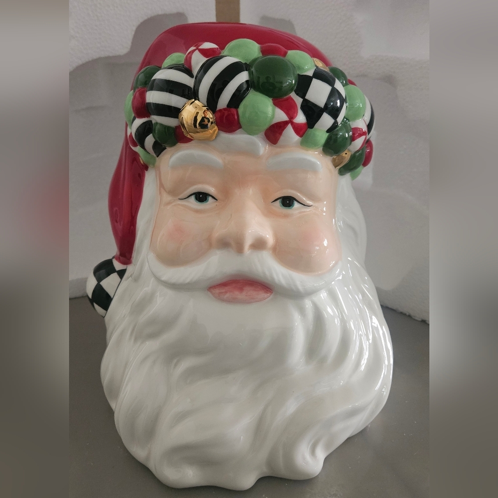 MacKenzie-Childs Santa Head Cookie Jar NIB